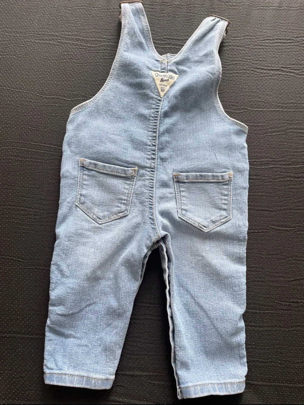 OshKosh B'gosh Light Blue Denim Overalls with Embroidered Flowers